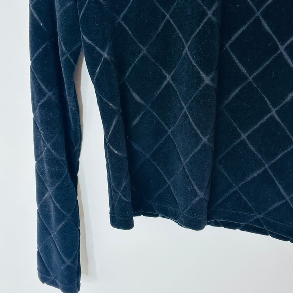 Et Vous Paris Black Velvet Burnout Diamond Pattern Mock Neck Top Women's Size M - Picture 4 of 8